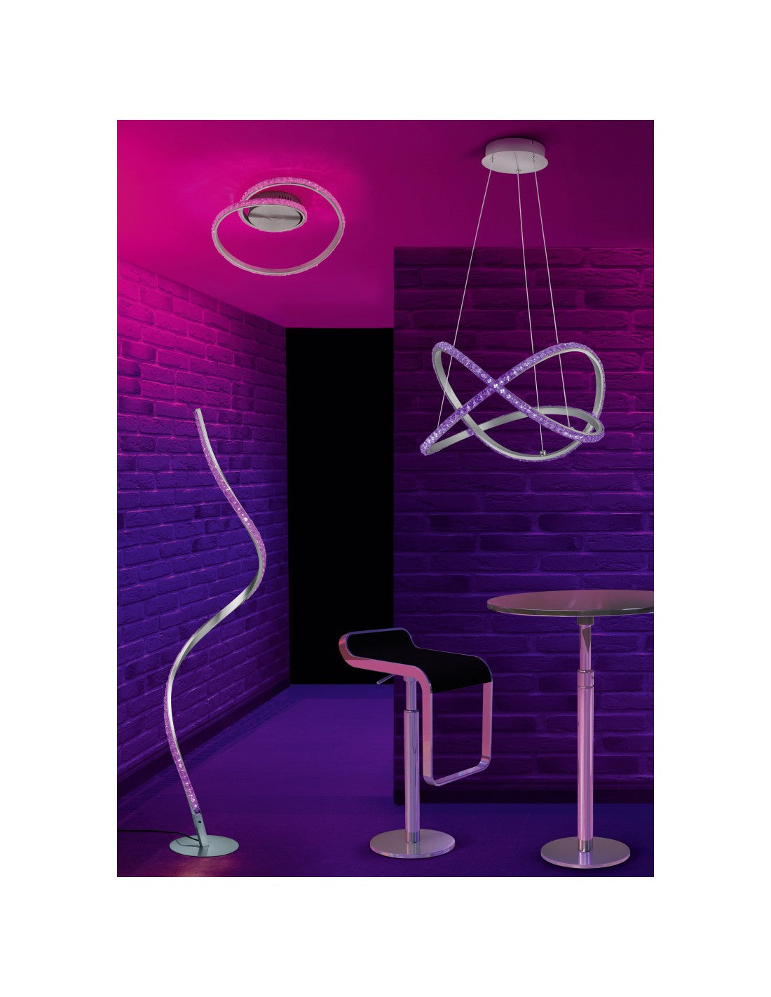 Lámpara de pie LED Rubin moderna regulable efecto cristal RGB H116 cm Trio Lighting