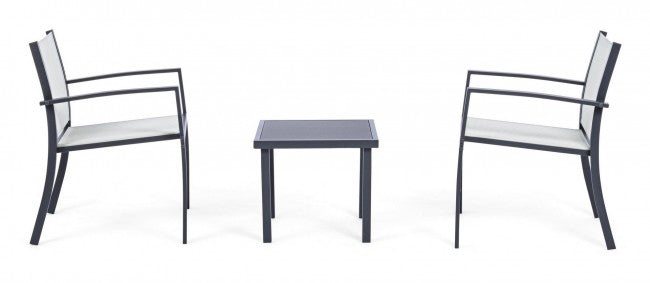 Conjunto de salón de jardín de 3 piezas de metal Auri antracita