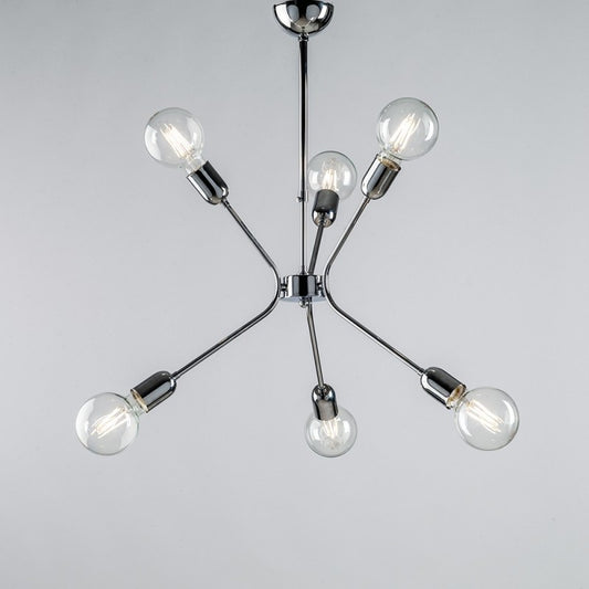 Araña moderna de hierro cromado pulido con seis luces 43x h62 cm urban