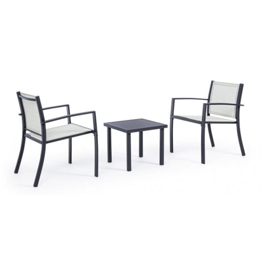 Conjunto de salón de jardín de 3 piezas de metal Auri antracita
