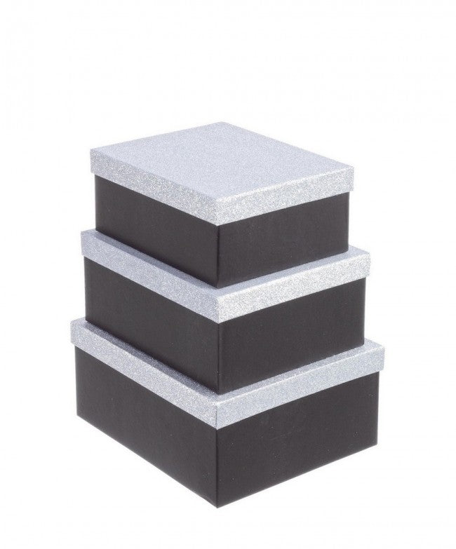 8x Set3 Caja de purpurina negra