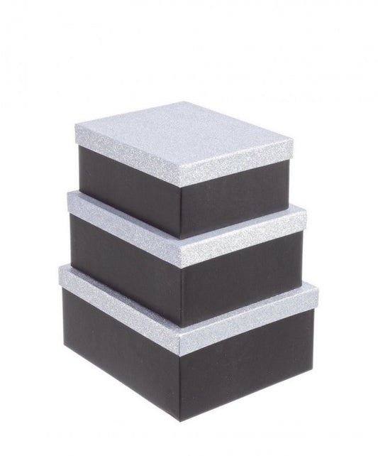 8x Set3 Caja de purpurina negra