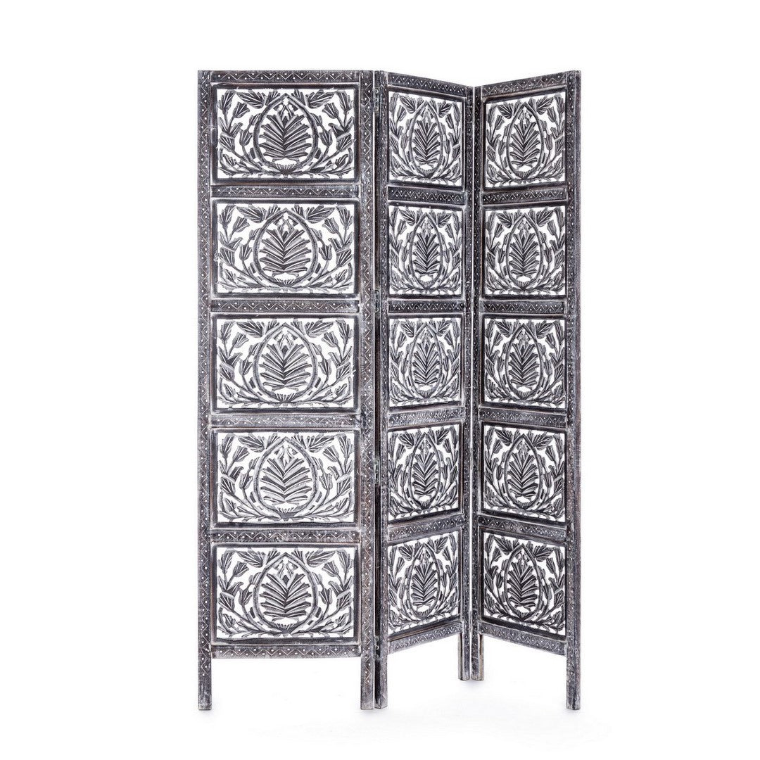 Biombo gris antiguo de 3 puertas estilo Darika fusion