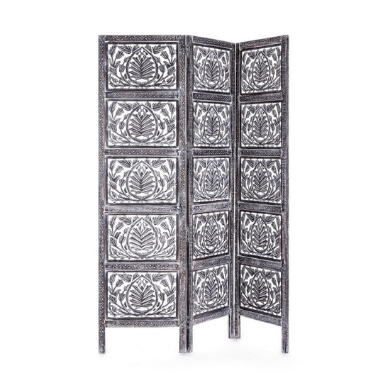 Biombo gris antiguo de 3 puertas estilo Darika fusion