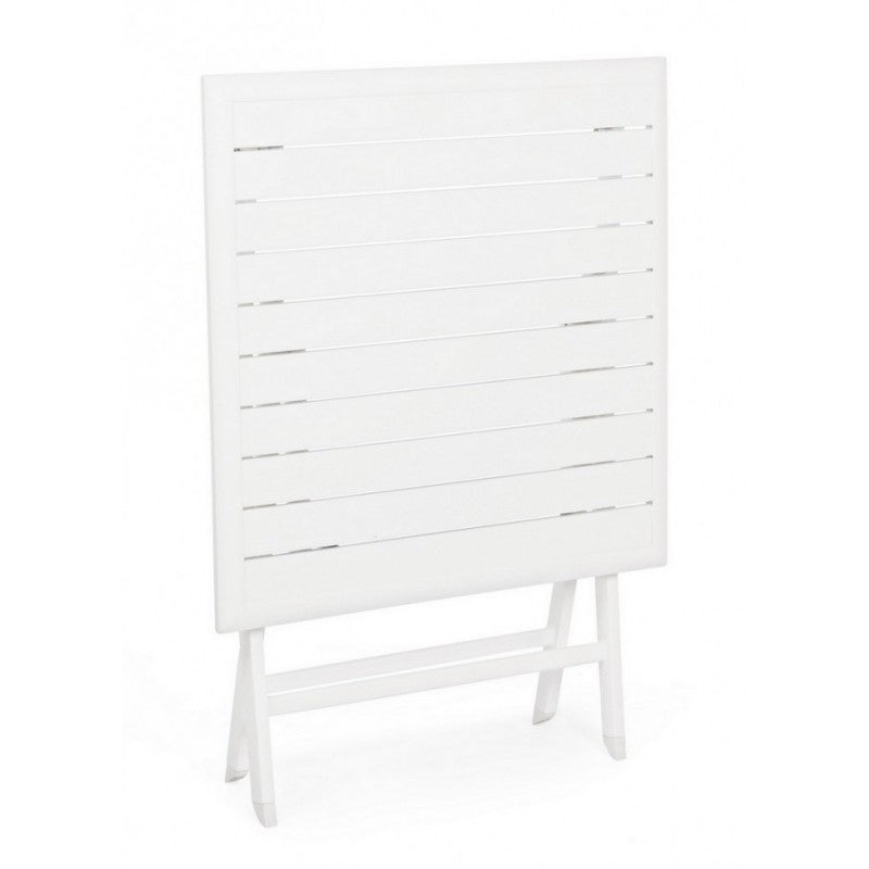 Mesa exterior plegable de aluminio ELIN blanco 70x70x h71 cm