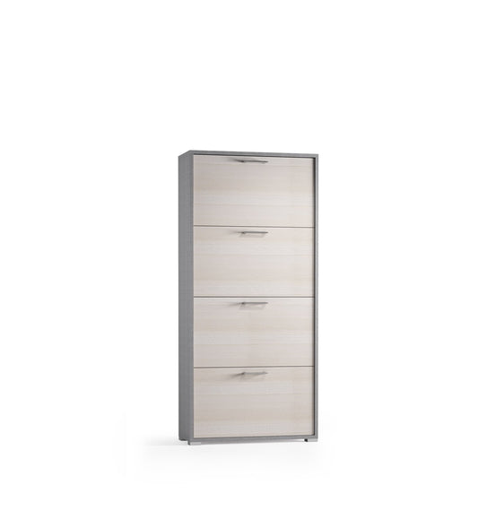 Zapatero De Doble Fondo Con 4 Puertas Hasta 18 Pares De Zapatos De Tela/Alerce