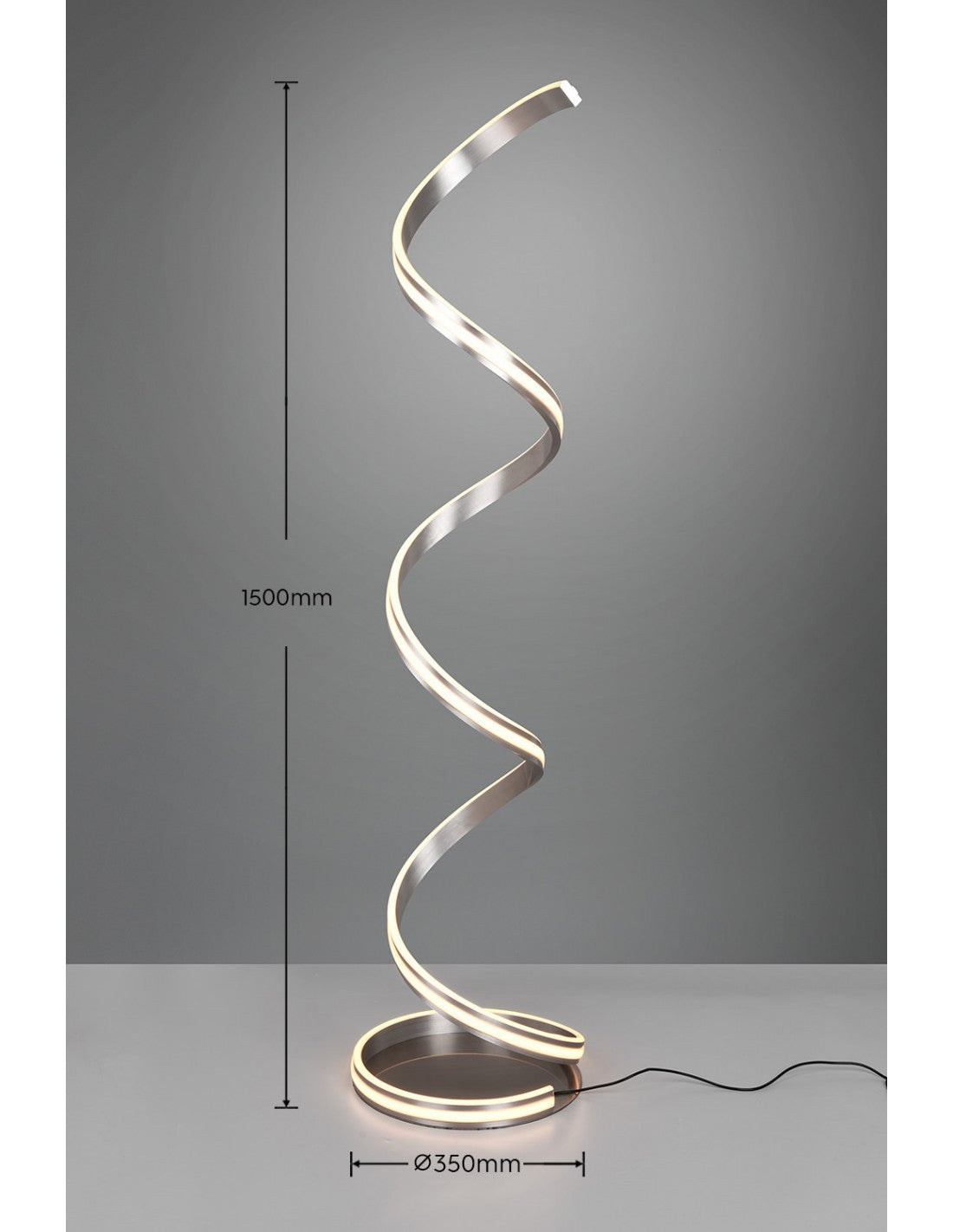 Lámpara de pie moderna Yara Spirale níquel Led Dimmer Trio Lighting