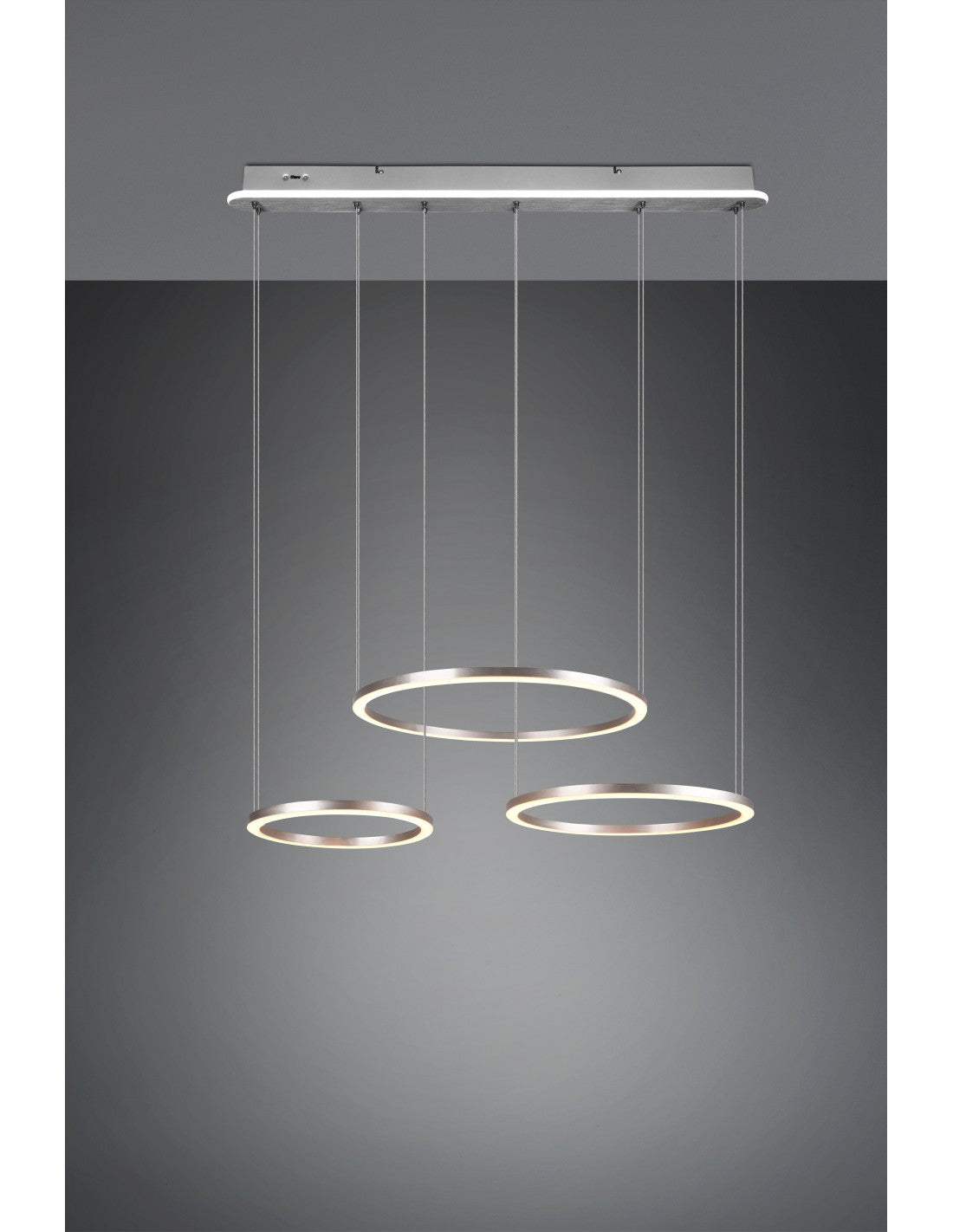 Suspensión 3 anillos Led Dimmer Nickel Dimmer Morrison Trio Lighting