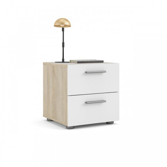 Mesita de noche para dormitorio con dos cajones 40 x 40 x 42 h cm