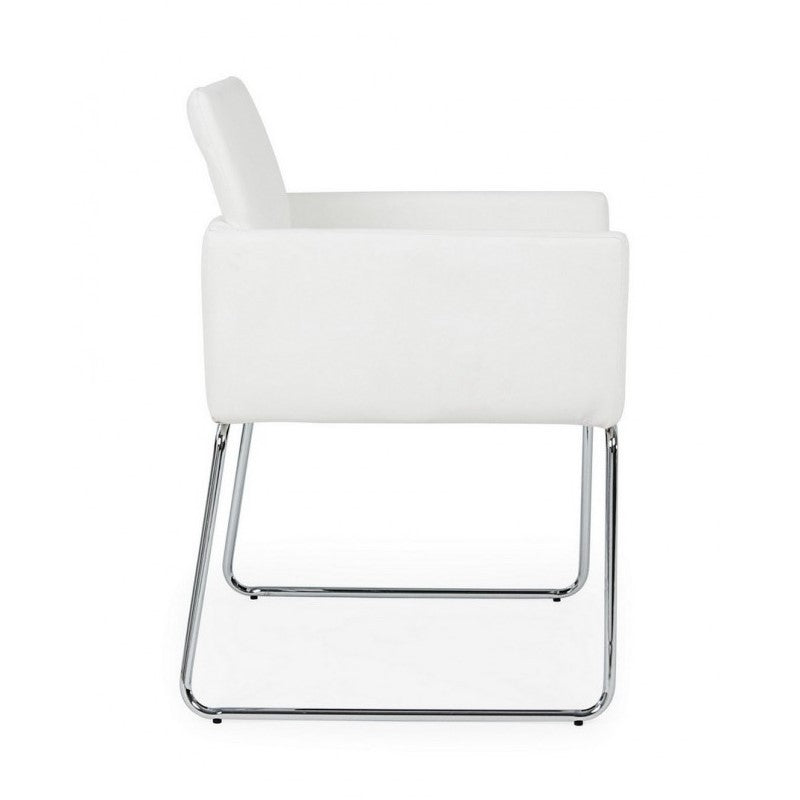 Silla con reposabrazos en símil piel Blanco SIXTY 60x54x h80,5 cm