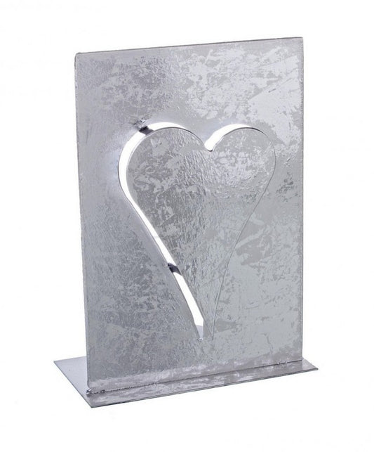 8x P. Candelabro Corazón Metal Plata