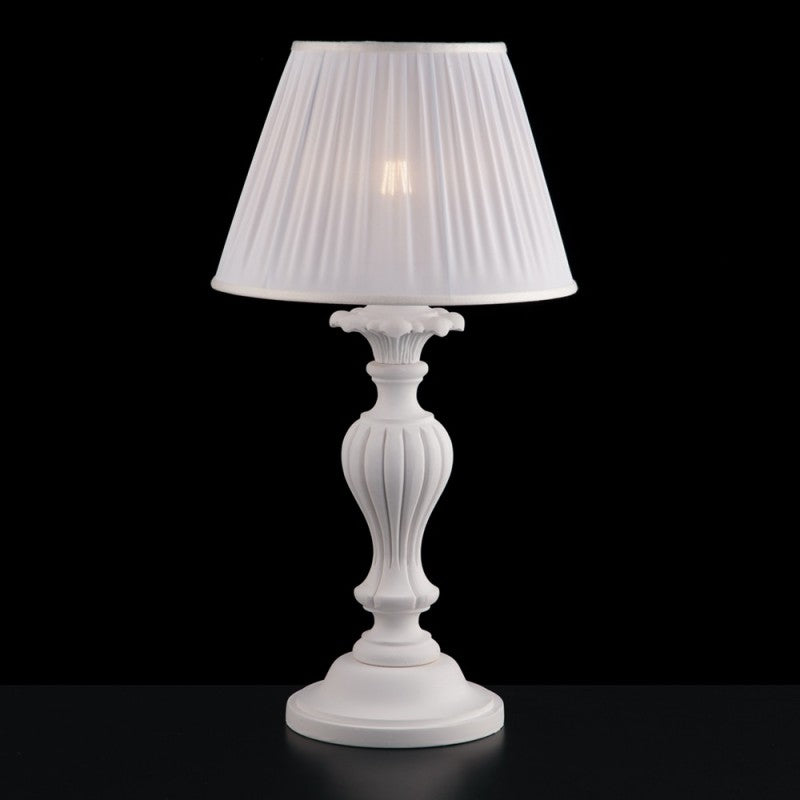 Lámpara Shabby de madera y pulpa de madera blanca con 1 luz y pantalla plisada blanca