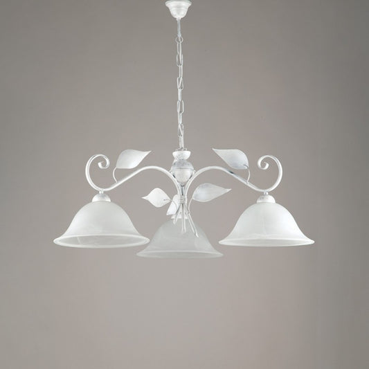Lámpara colgante de hierro blanco plateado con tres luces 78x h34 cm