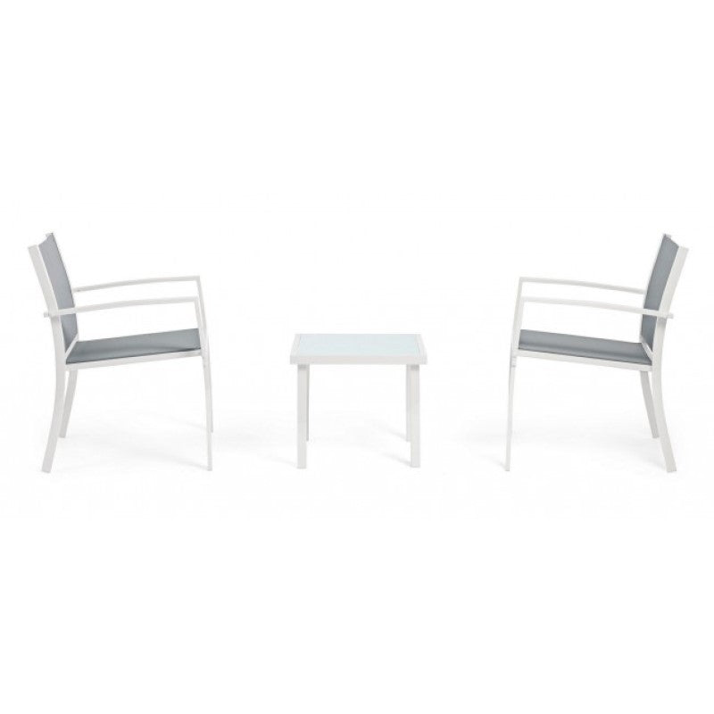 Conjunto de salón de jardín de 3 piezas en metal Auri blanco
