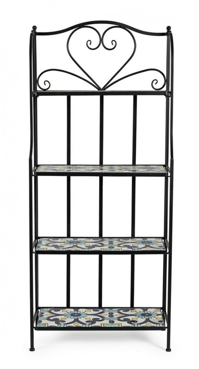 Librería plegable Positano 4 estantes en metal estilo country 57x28x133h cm