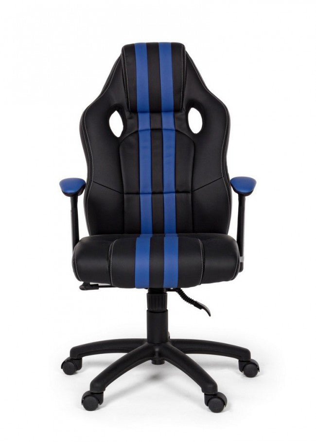 Sillón de oficina Spider con reposabrazos en símil piel azul