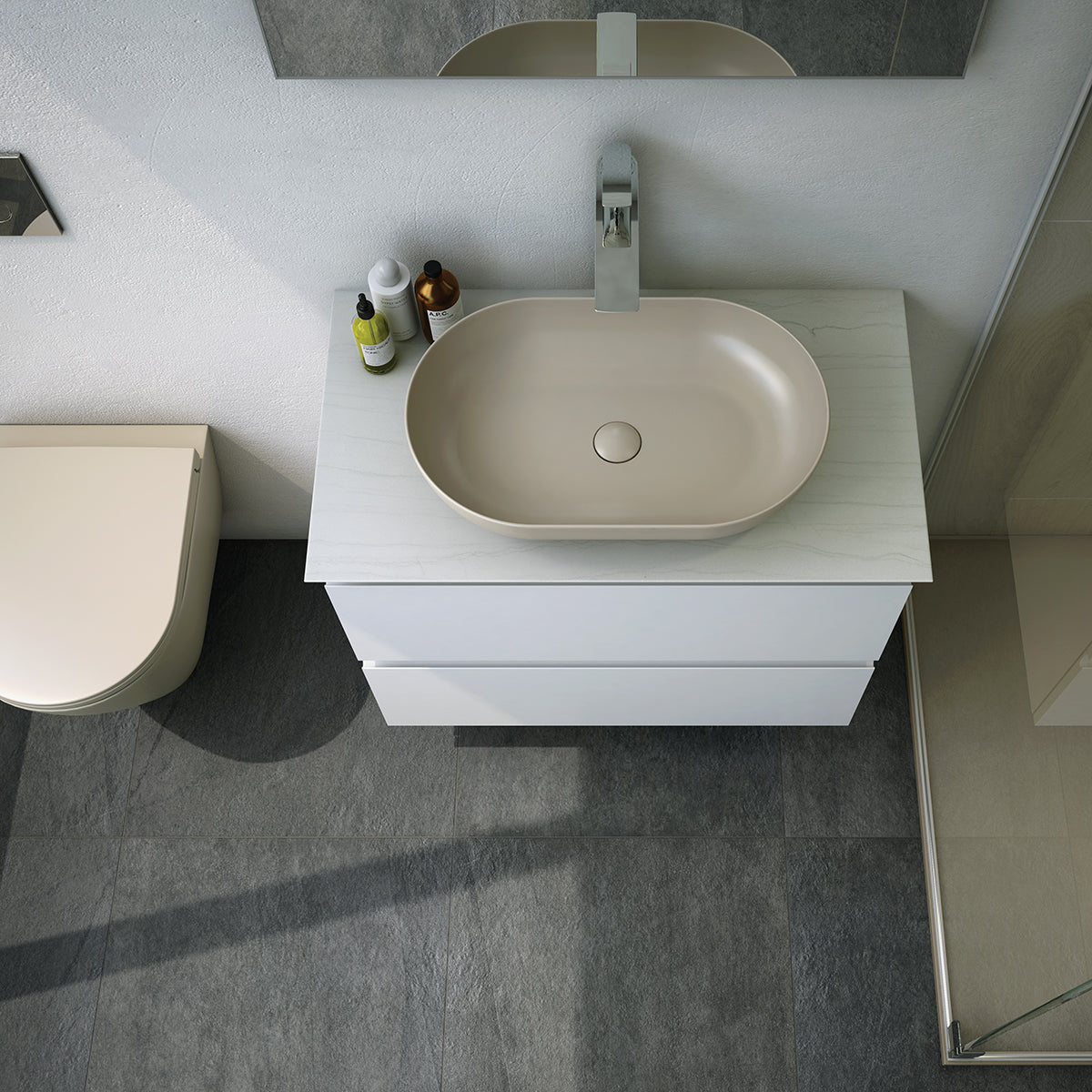 Lavabo sobre encimera opaco capuchino ovalado Feeling