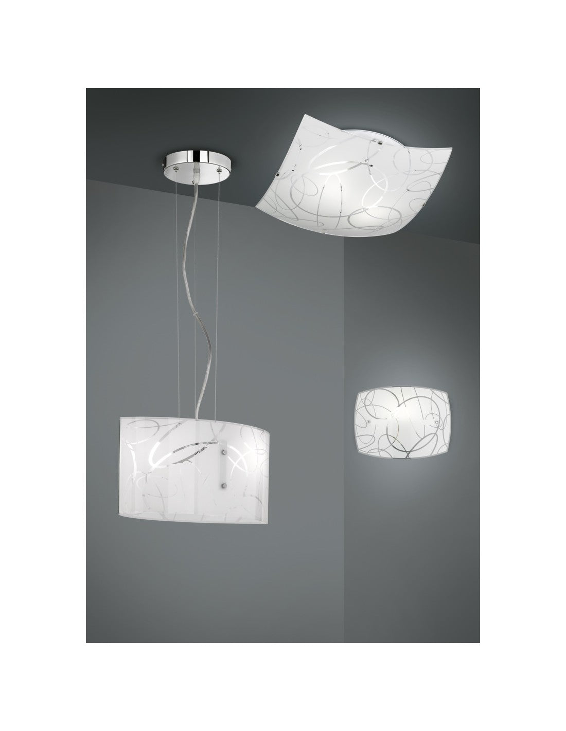 Spirelli Lámpara Colgante Rectangular 2xE27 Cristal Con Trio Lighting Círculos Decorativos