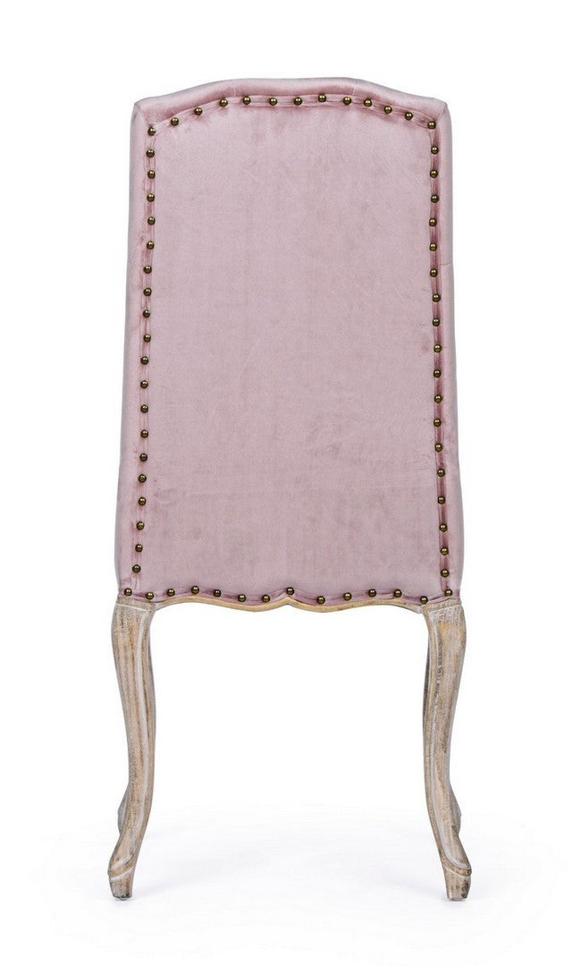 Silla Diva clásica de madera de terciopelo rosa 51 x 53 x 99 cm