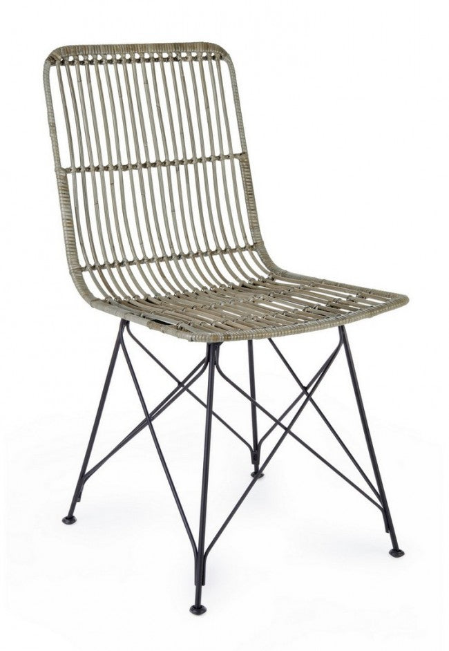 Silla de estilo moderno en acero y kubu Gris LUCILA 45x55x h85 cm