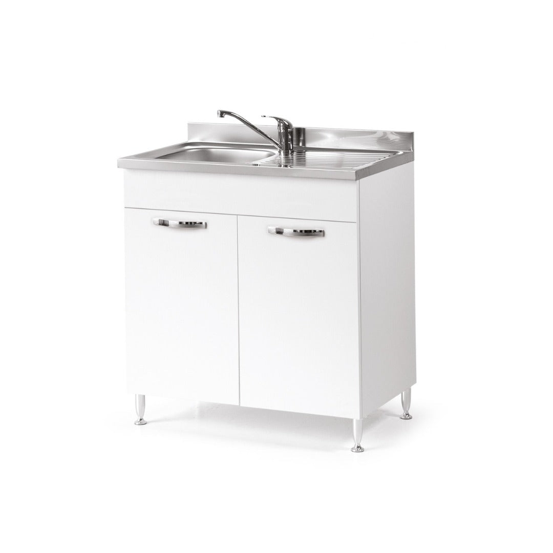 Fregadero de cocina de fresno blanco con 2 puertas 80x50xH 85 cm