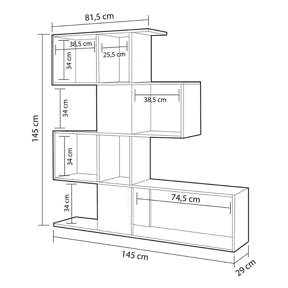 Librería Aktif doble cara 145x145x29 cm. gris cemento