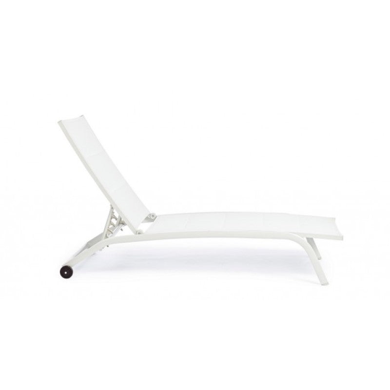 Tumbona de aluminio con ruedas Cleopas blanco-blanco