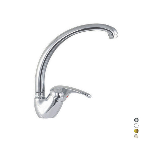 Mezclador monomando de fregadero con caño alto y mando lateral. serie marzia