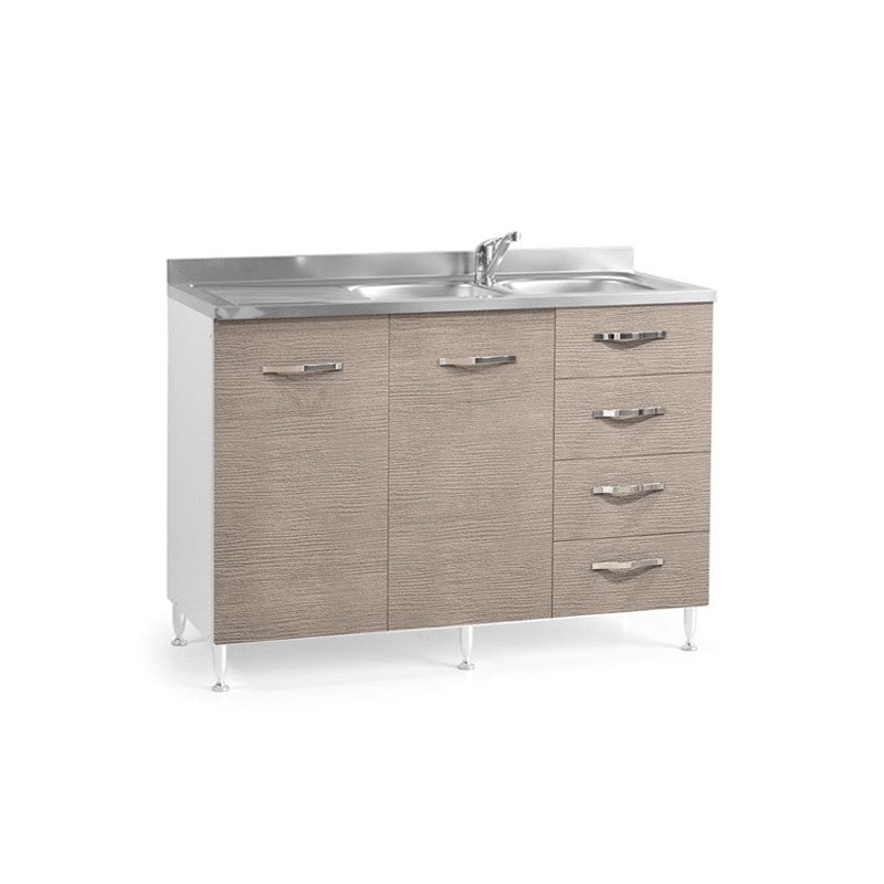 Bajo fregadero para cocina olmo 2 puertas con cajón derecho 120x50xH 85 cm