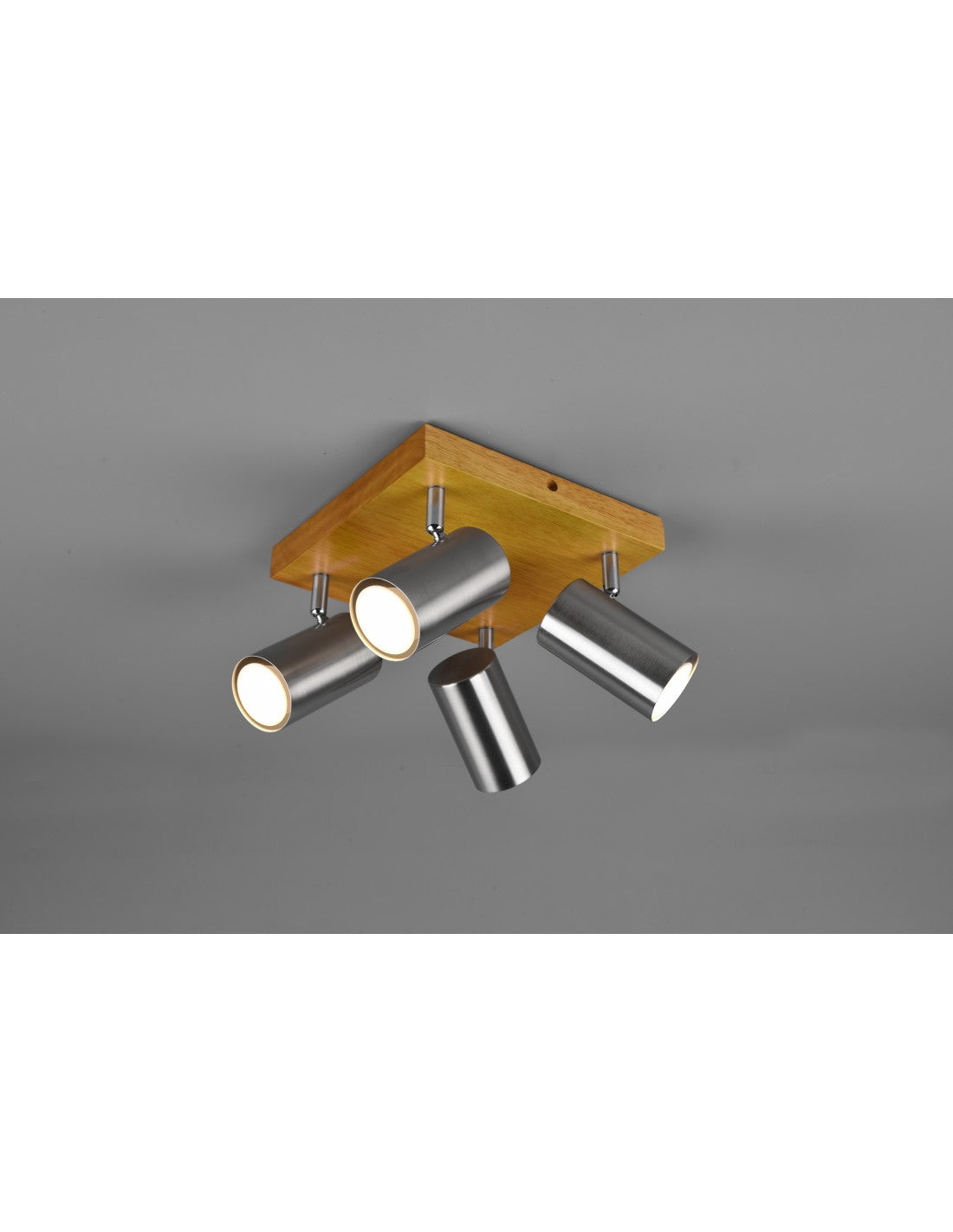 Marley Foco 4 Focos GU10 Níquel Y Madera 22x22 cm Trio Lighting