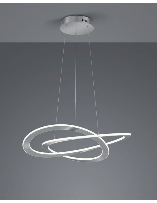 Suspensión 2 Círculos LED Oakland Níquel Mate Regulable Trio Iluminación