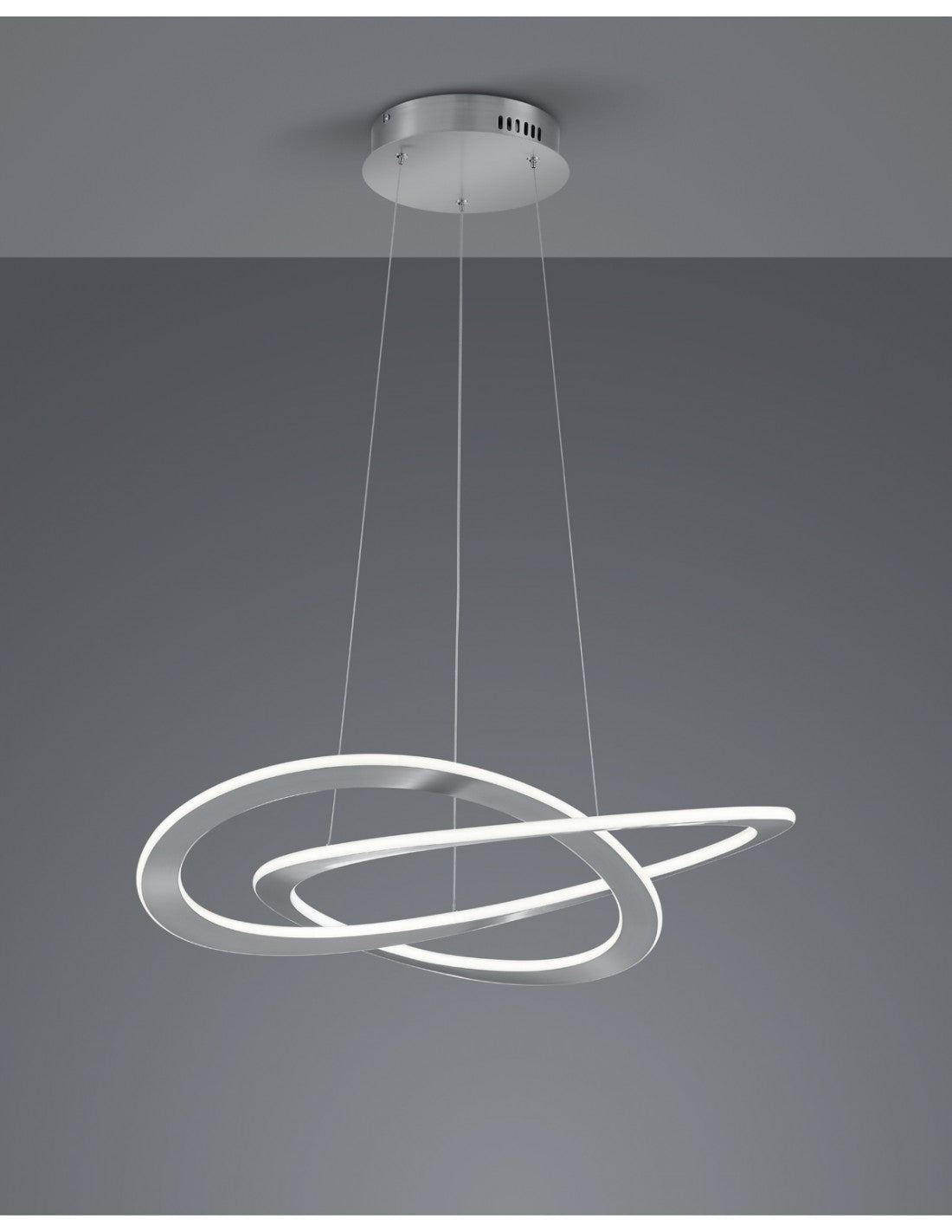 Suspensión 2 Círculos LED Oakland Níquel Mate Regulable Trio Iluminación
