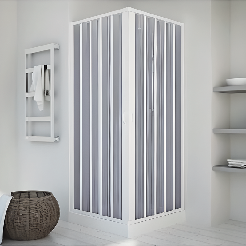 Cabina de ducha de PVC con estructura blanca 80-60x80-60xH180 cm