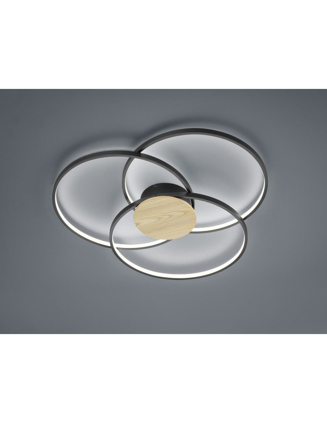Lámpara de techo LED negra Sedona 3 círculos regulable Ø80 cm Trio Lighting