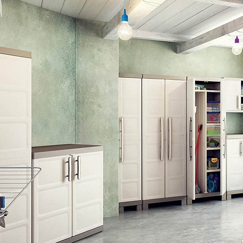 Armario multiusos con dos puertas y cuatro estantes Beige EXCELLENCE 65 x45x h182 cm