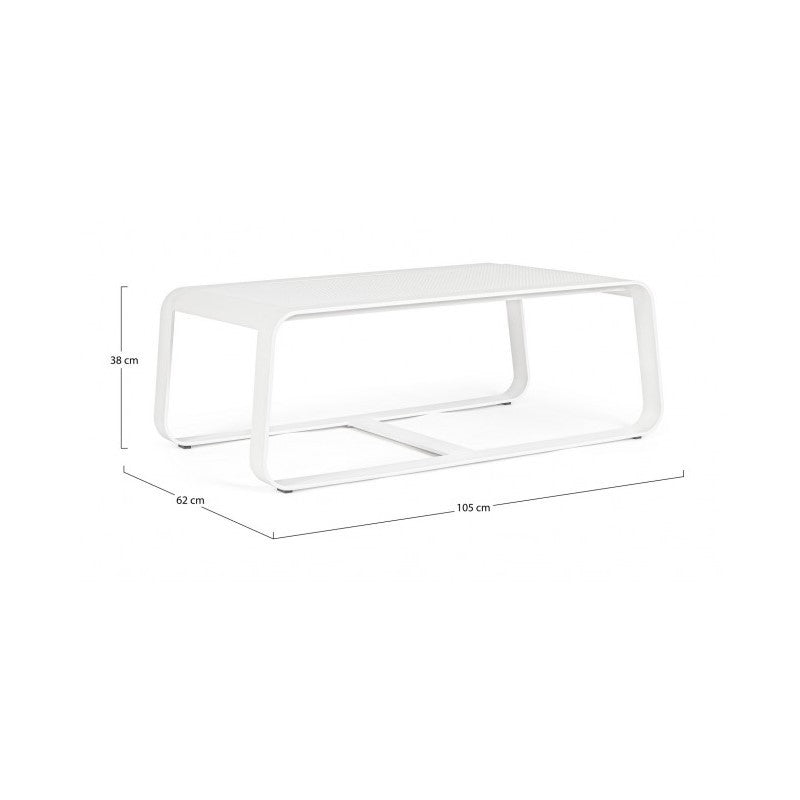 MERRIGAN mesa de centro exterior aluminio blanco 105x62x h38 cm