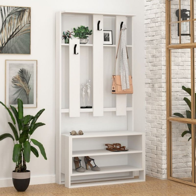 Mueble de entrada Chester blanco 90x36xh.180 cm