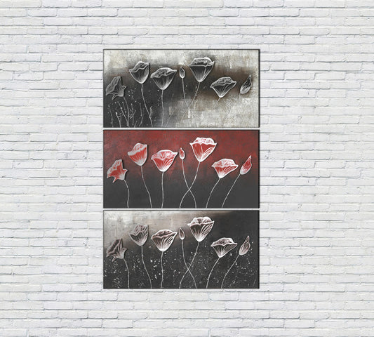 Óleo sobre lienzo multicolor y marco de madera 70x140 cm