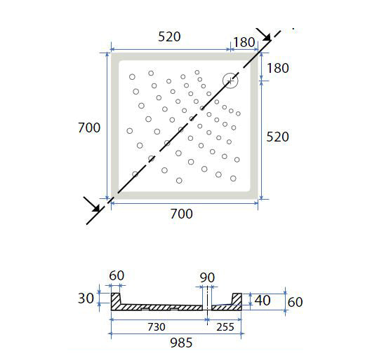 Plato de Ducha Cuadrado H6 en Cerámica Dianhidro