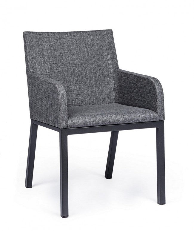Silla de exterior con reposabrazos en tejido Antracita OWEN JX55 55x62x h82 cm