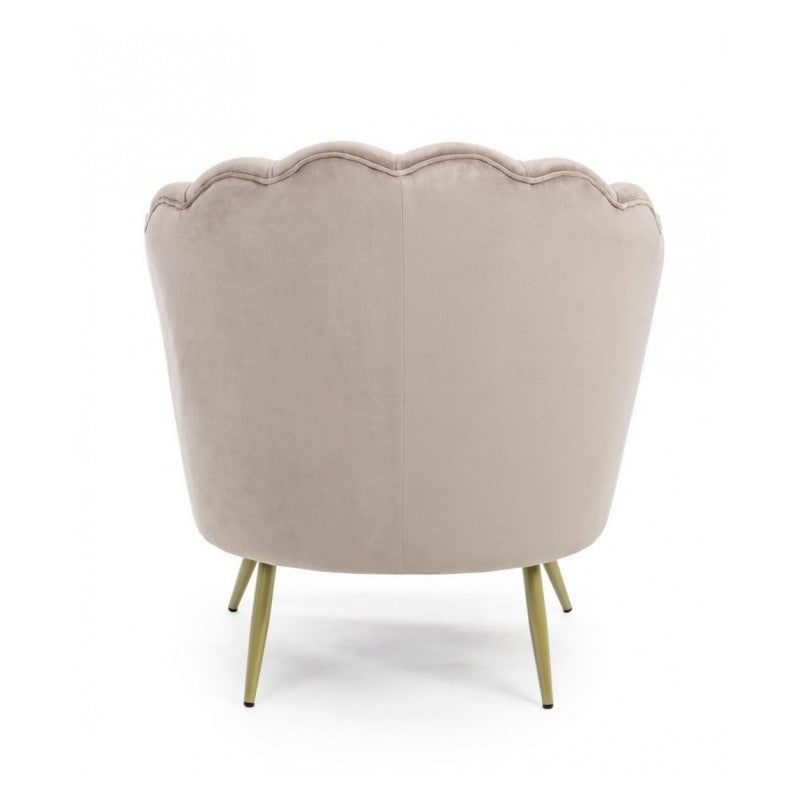 Sillón retro de terciopelo gris claro, modelo pavo real.