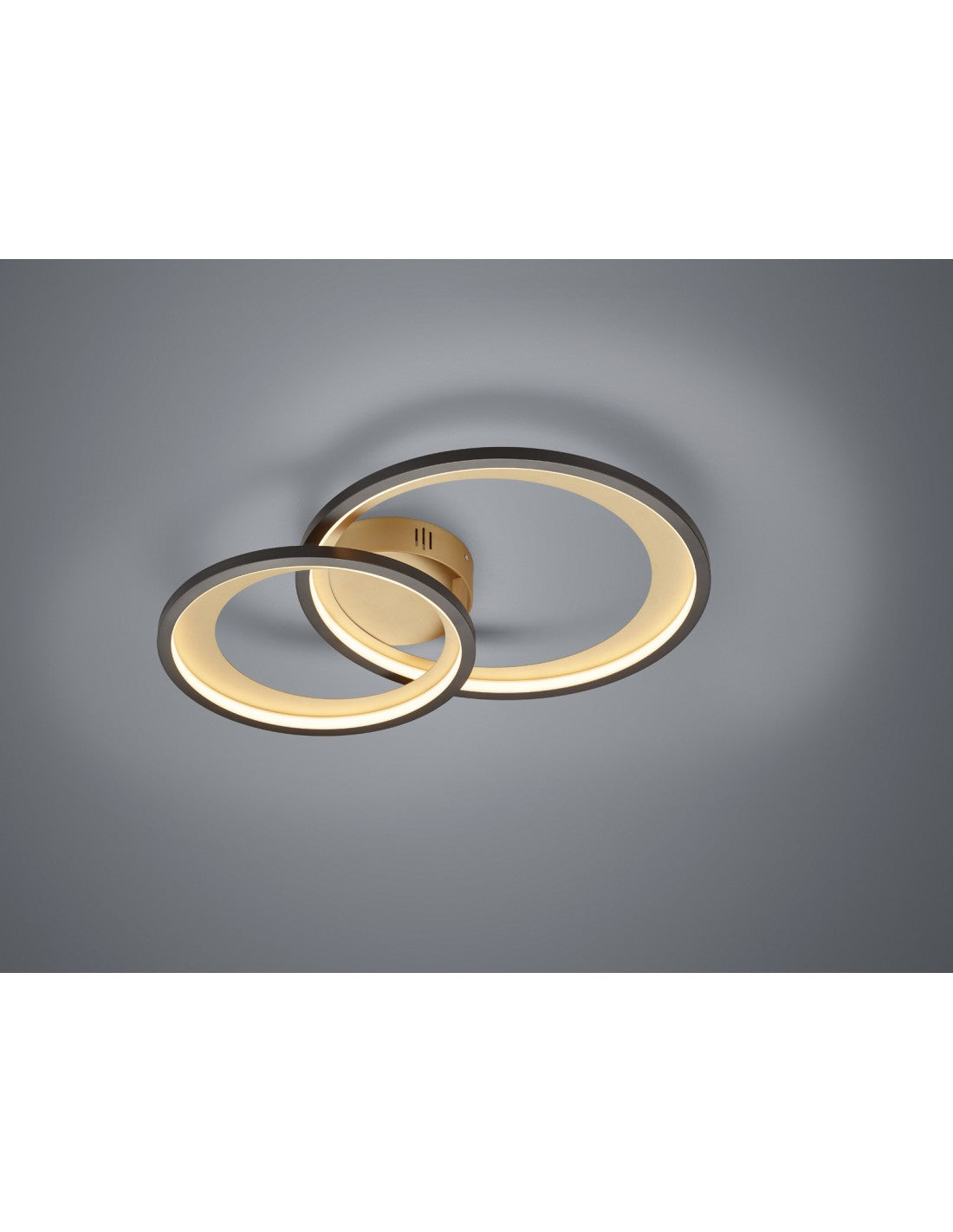 Lámpara de Techo Granada Doble Círculo Negro-Oro LED 29w Regulable L59 cm Trio Lighting