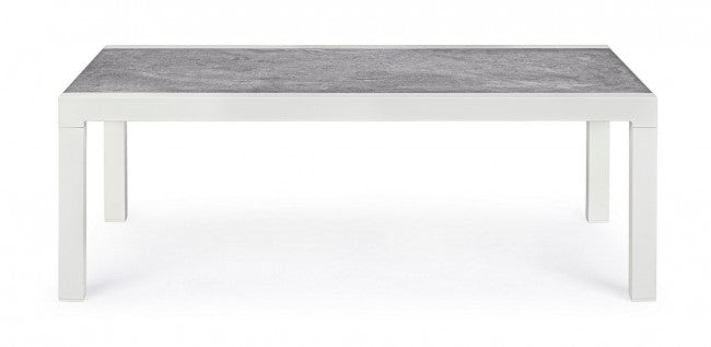 KLEDI LUNAR Mesa de centro exterior aluminio blanco 120x70x h43 cm