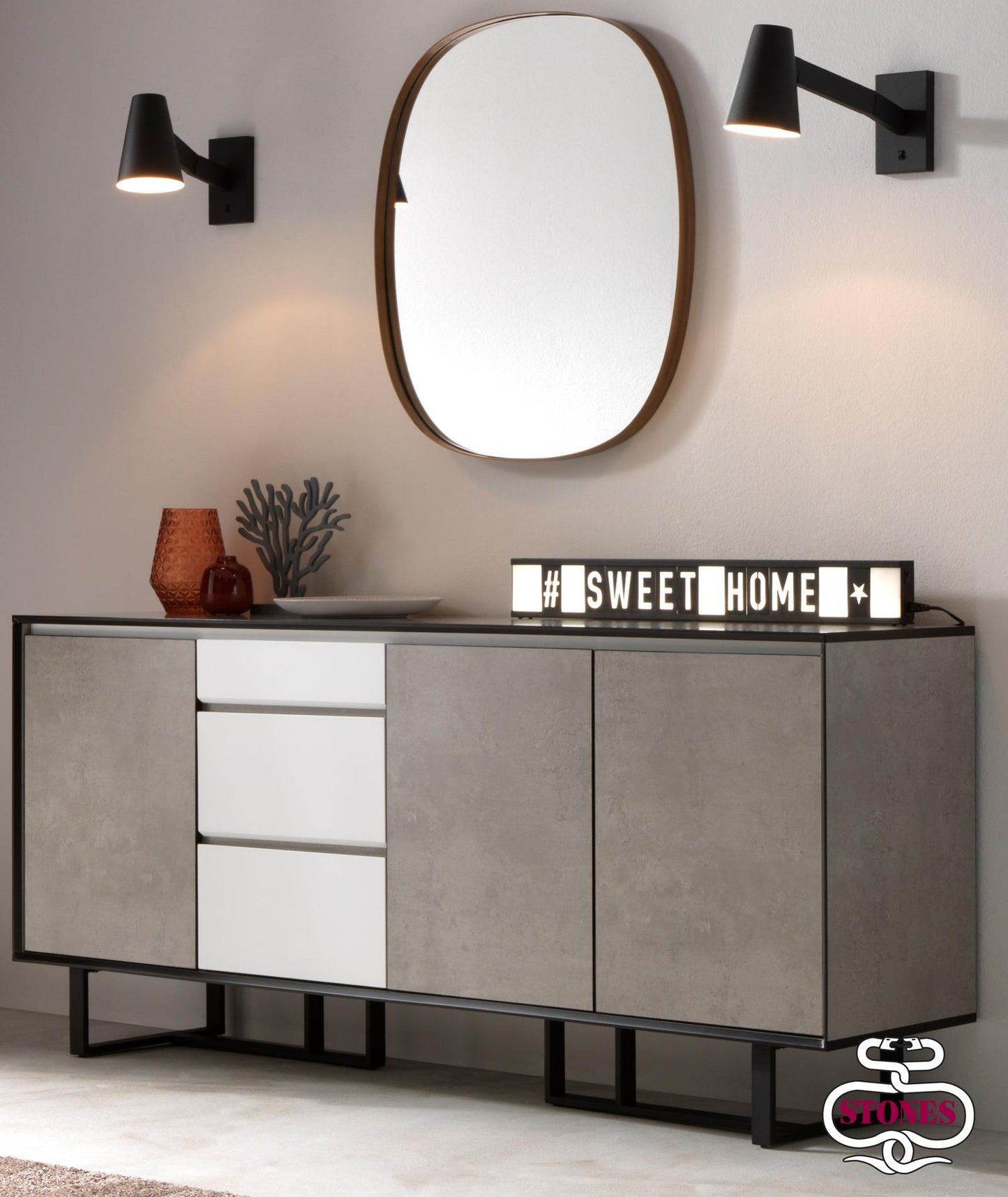 Lámpara de mesa de metal negro 3x80x10h cm