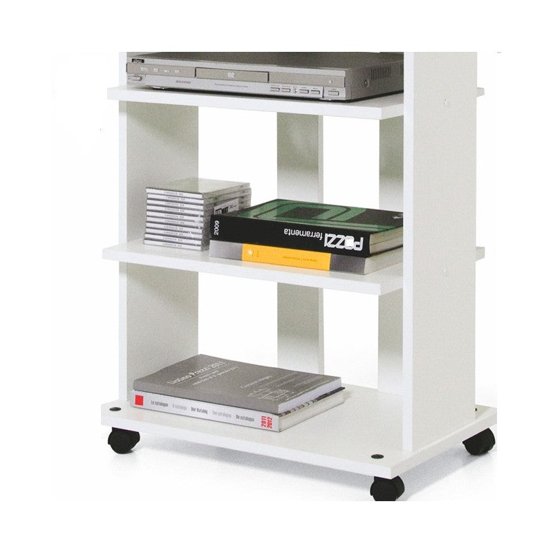 Carro mueble TV de fresno blanco con 3 estantes 60x45xA 81 cm