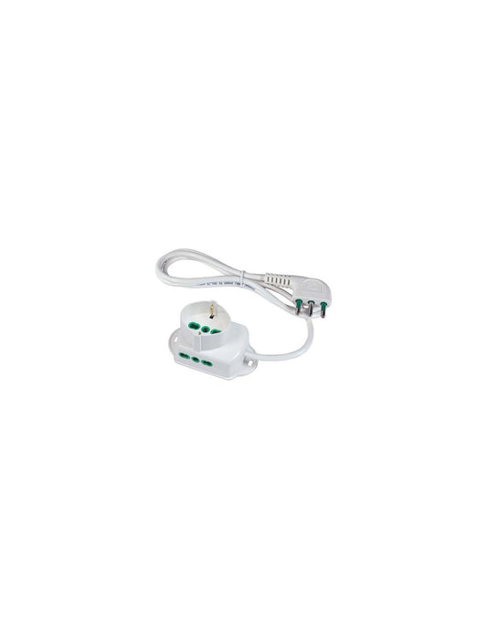 Regleta bypass con tomas Schuko FME blancas de 3 plazas 2P+T 16A, cable 3x1,0 MT 1,5.