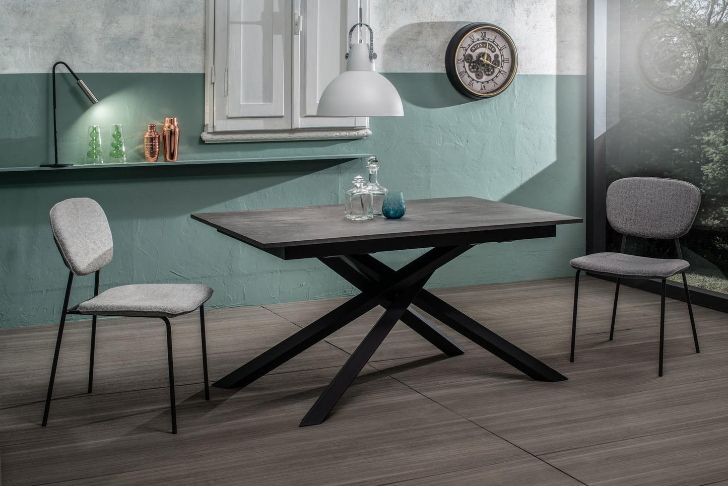 Mesa extensible hormigón gris - negro 90 cm x 140- 190 cm Alt. 76 cm