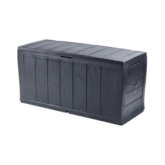 Baúl en resina SHERWOOD grafito efecto madera con ruedas 117x45xh.57,5 cm
