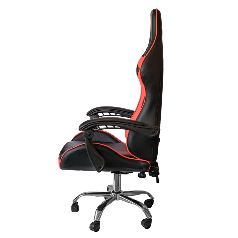 Silla gaming de oficina reclinable de ecopiel Rojo y Negro 64x53x h123-133 cm