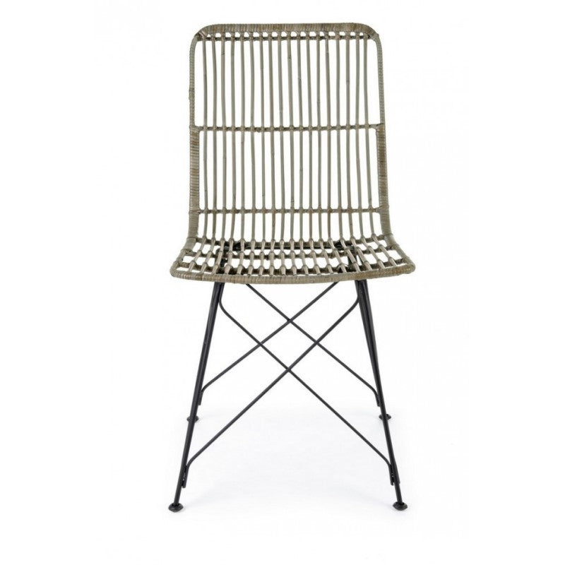 Silla de estilo moderno en acero y kubu Gris LUCILA 45x55x h85 cm